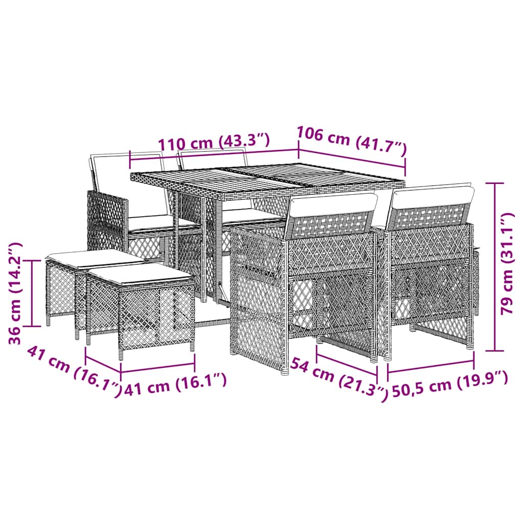 9-delige Tuinset met kussens poly rattan beige is nu te koop bij PeponiXL, paradijselijk wonen!