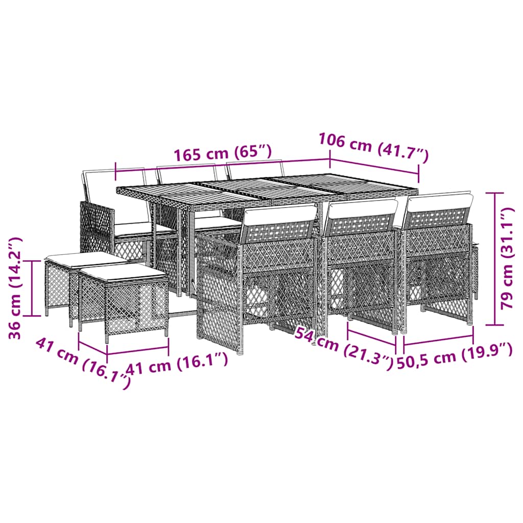 11-delige Tuinset met kussens poly rattan beige is nu te koop bij PeponiXL, paradijselijk wonen!