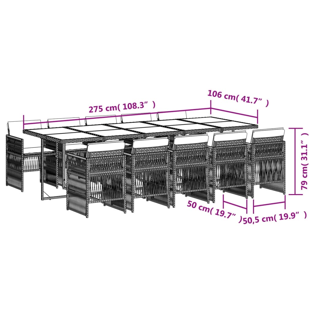 11-delige Tuinset met kussens poly rattan gemengd beige is nu te koop bij PeponiXL, paradijselijk wonen!