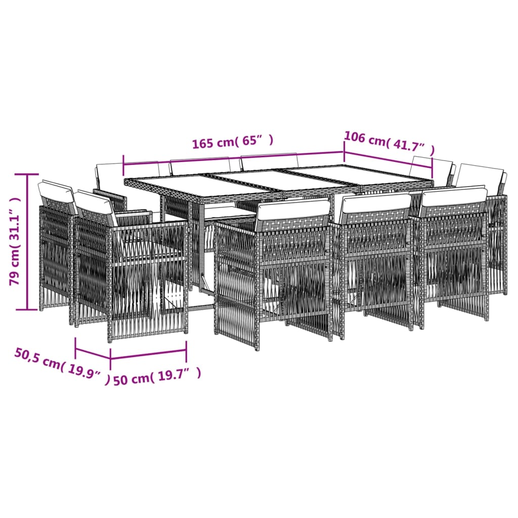 11-delige Tuinset met kussens poly rattan gemengd beige is nu te koop bij PeponiXL, paradijselijk wonen!