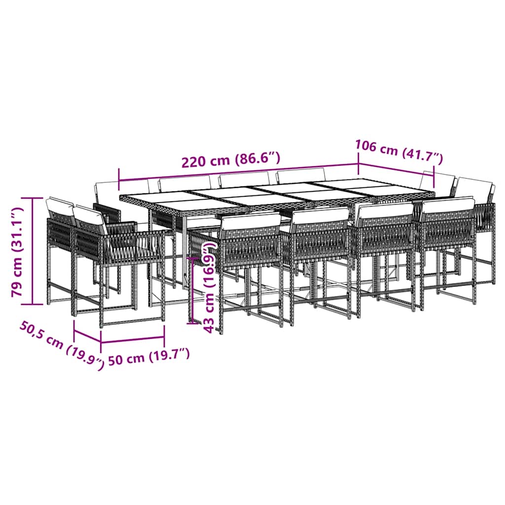 13-delige Tuinset met kussens poly rattan zwart is nu te koop bij PeponiXL, paradijselijk wonen!