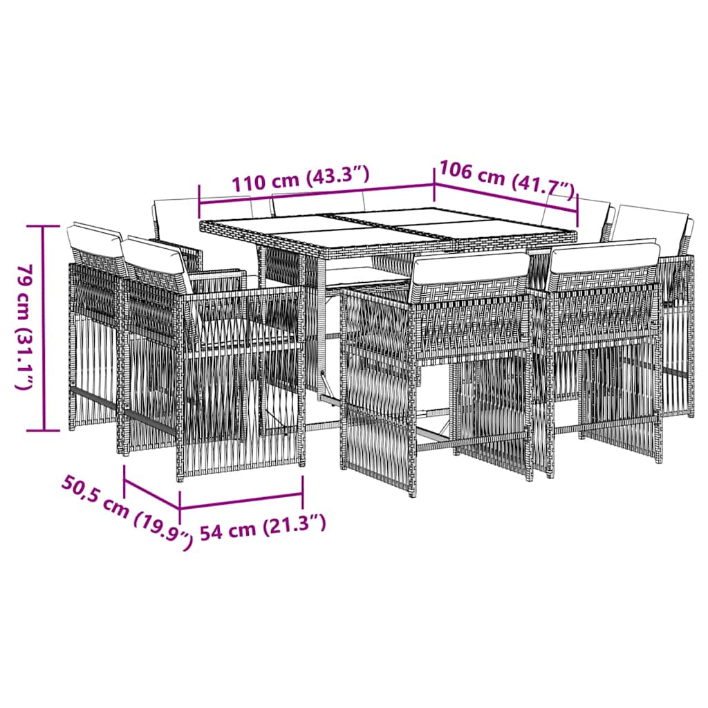 9-delige Tuinset poly rattan zwart is nu te koop bij PeponiXL, paradijselijk wonen!