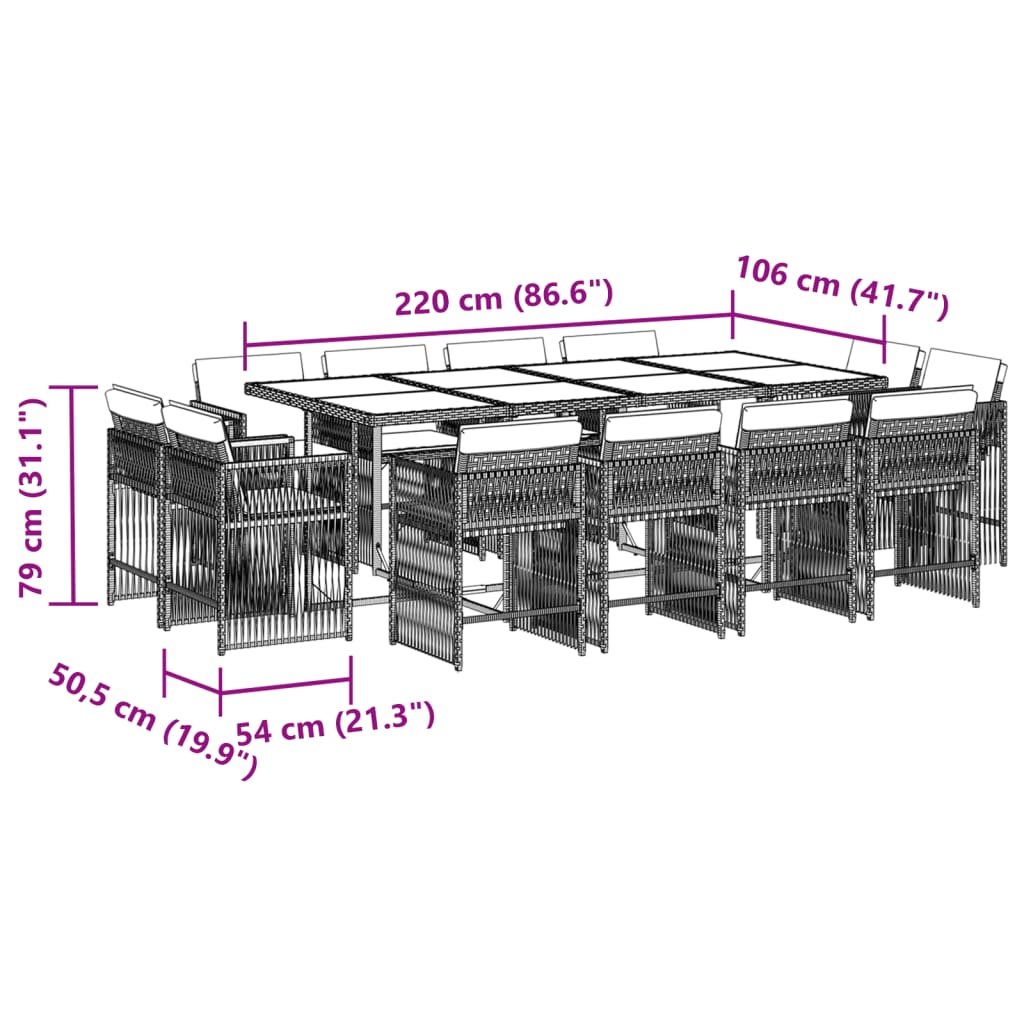 13-delige Tuinset met kussens poly rattan grijs is nu te koop bij PeponiXL, paradijselijk wonen!
