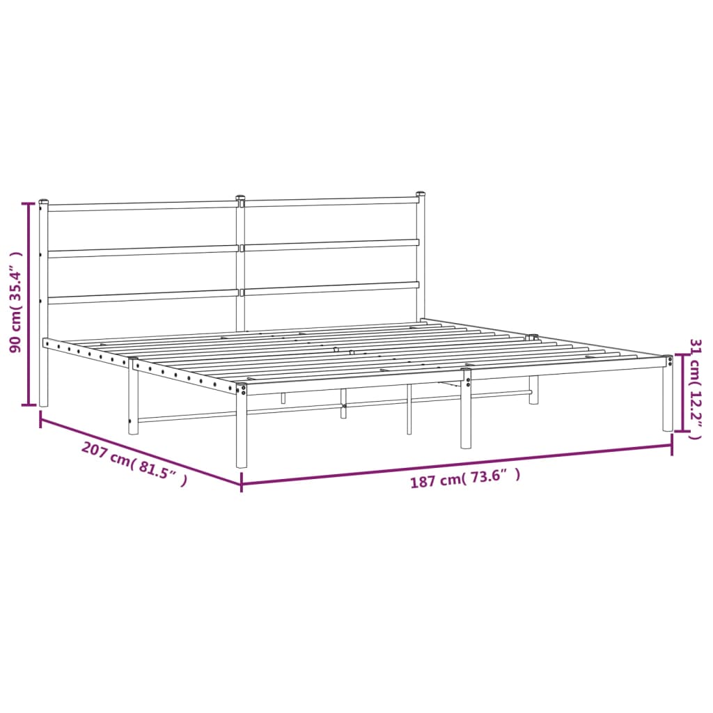 Bedframe met hoofdbord metaal zwart 180x200 cm is nu te koop bij PeponiXL, paradijselijk wonen!