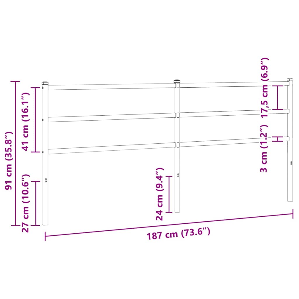 Vervangend hoofdbord 180 cm metaal zwart is nu te koop bij PeponiXL, paradijselijk wonen!