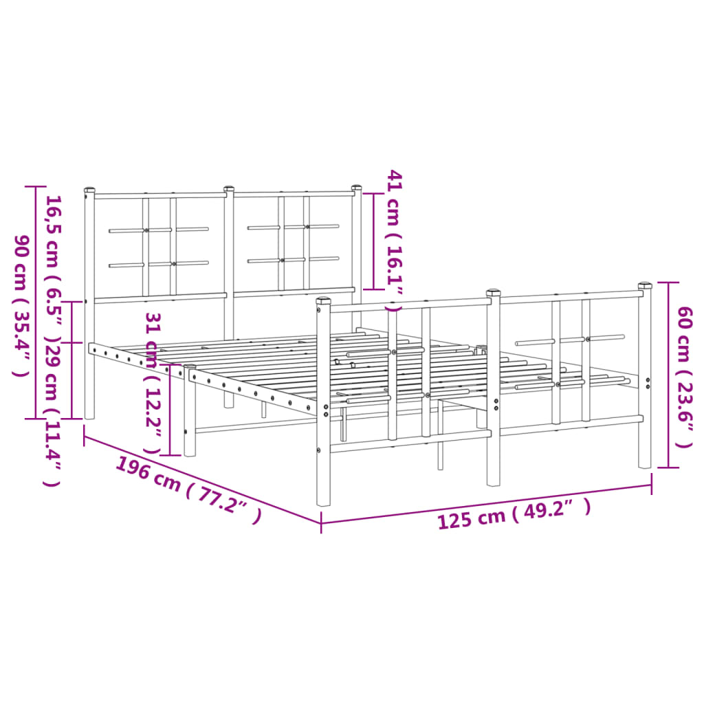 Bedframe met hoofd- en voeteneinde metaal zwart 120x190 cm is nu te koop bij PeponiXL, paradijselijk wonen!