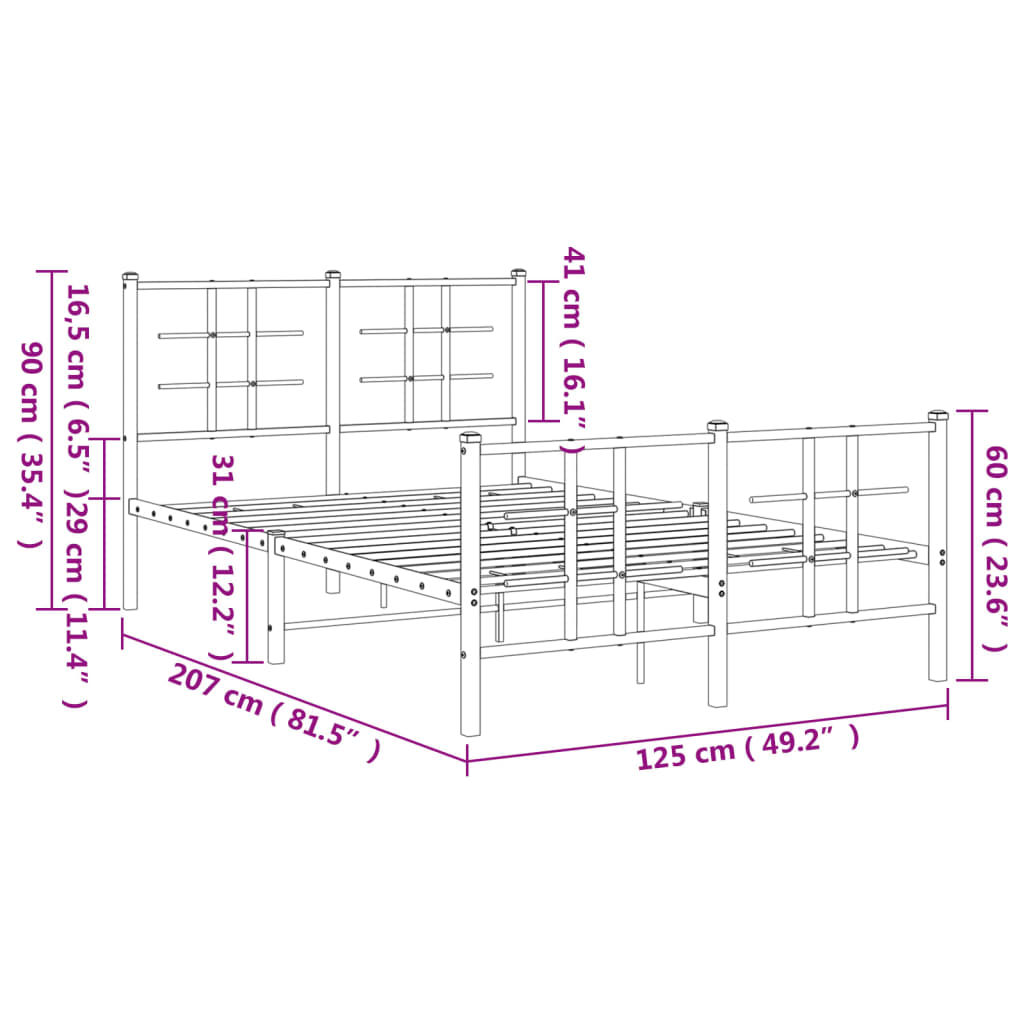 Bedframe met hoofd- en voeteneinde metaal wit 120x200 cm is nu te koop bij PeponiXL, paradijselijk wonen!