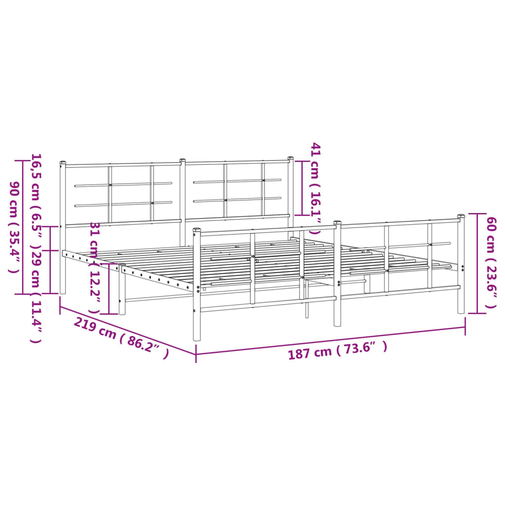 Bedframe met hoofd- en voeteneinde metaal wit 183x213 cm is nu te koop bij PeponiXL, paradijselijk wonen!