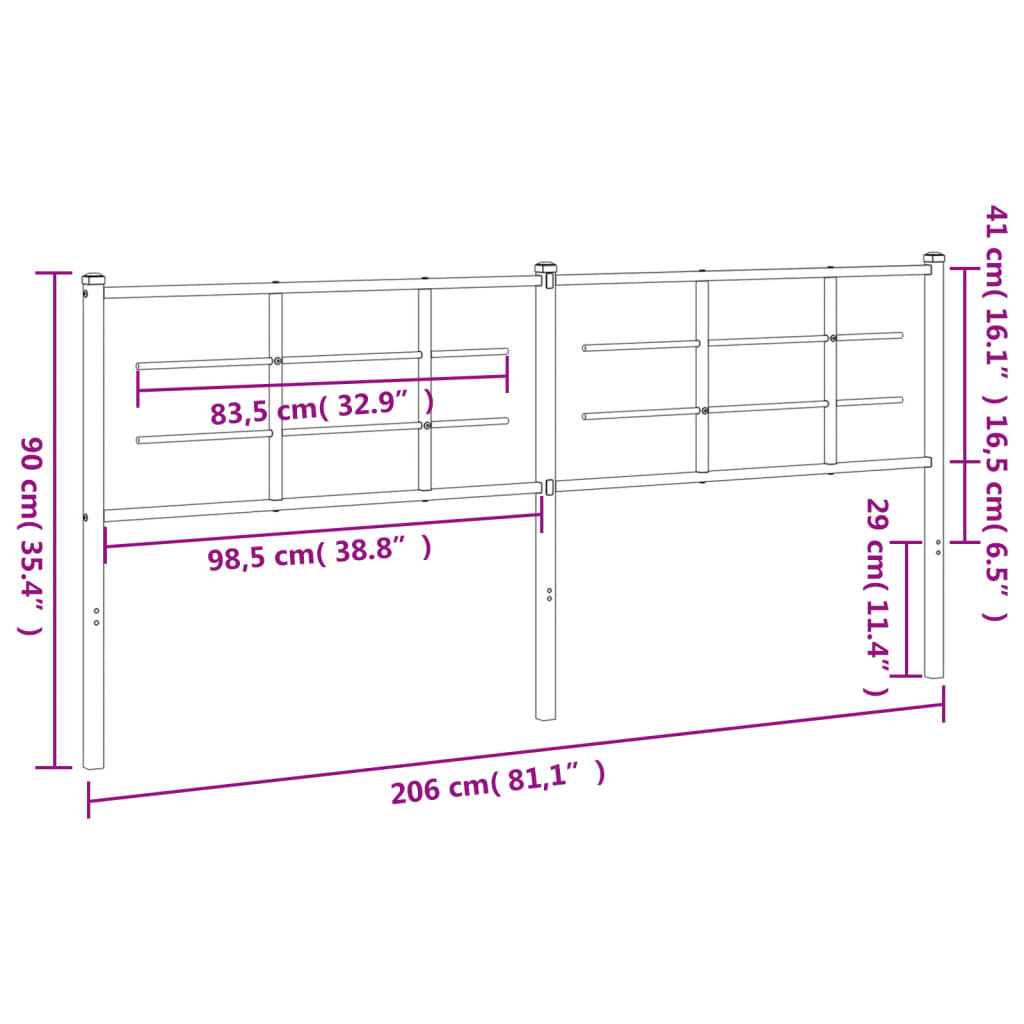 Vervangend hoofdbord 200 cm metaal wit is nu te koop bij PeponiXL, paradijselijk wonen!