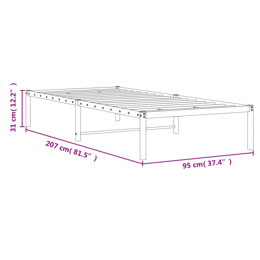 Bedframe metaal zwart 90x200 cm is nu te koop bij PeponiXL, paradijselijk wonen!