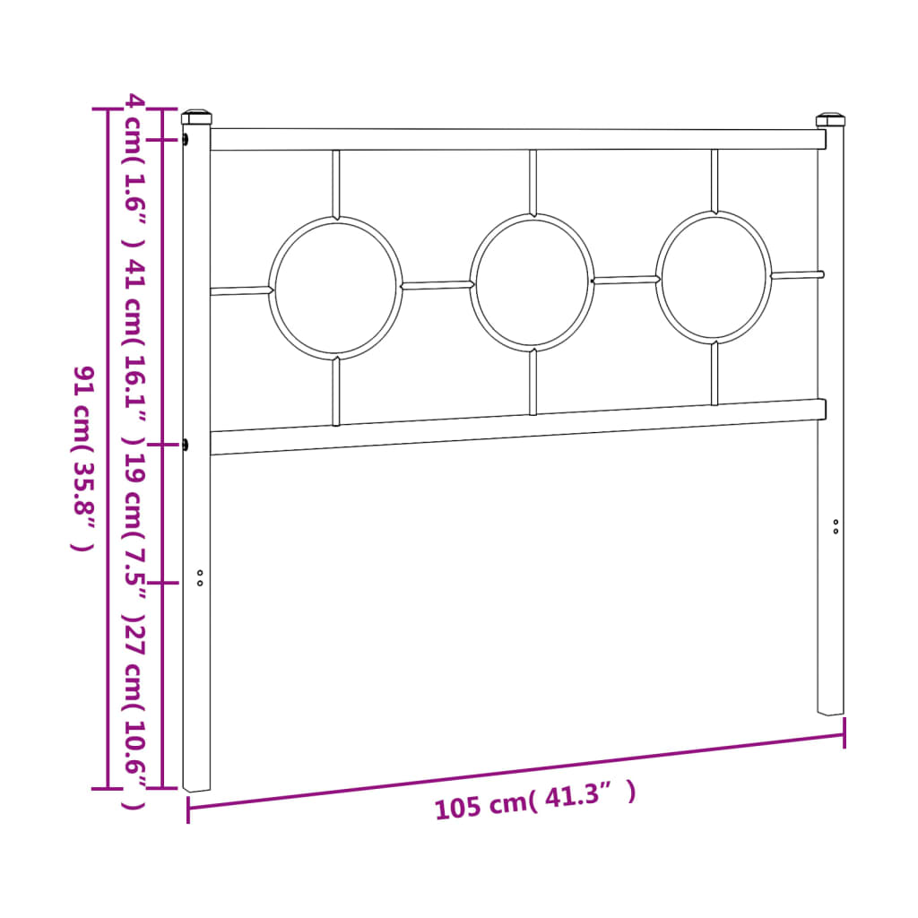 Vervangend hoofdbord 100 cm metaal zwart is nu te koop bij PeponiXL, paradijselijk wonen!
