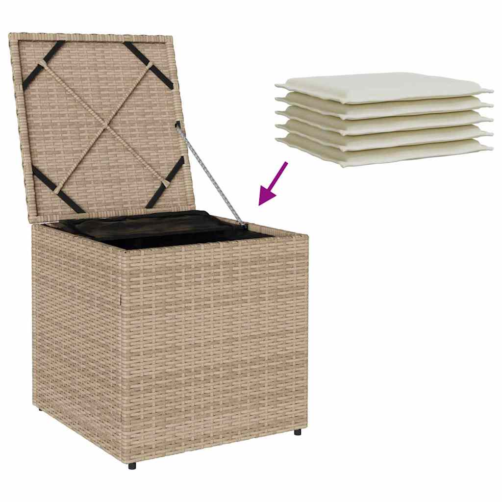 Kussenbox met opslag Beige 50 x 50 x 50 cm poly rattan is nu te koop bij PeponiXL, paradijselijk wonen!