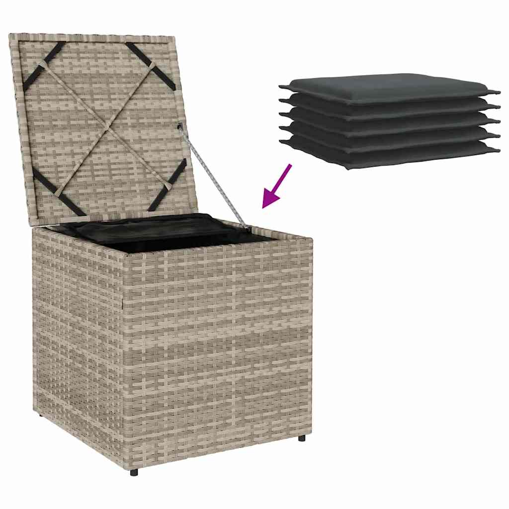 Kussenbox met opslag Lichtgrijs 50 x 50 x 50 cm poly rattan is nu te koop bij PeponiXL, paradijselijk wonen!
