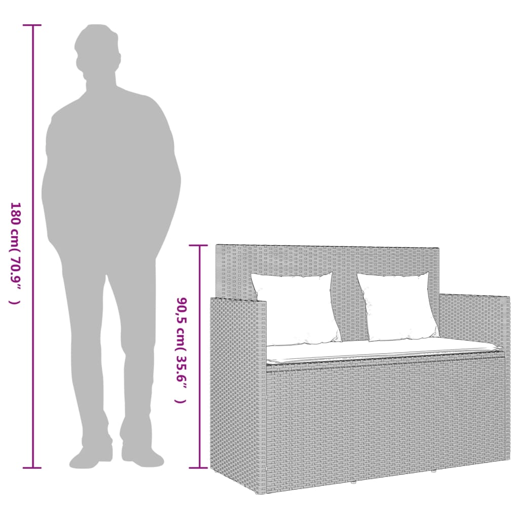 Tuinbank met kussens poly rattan lichtgrijs is nu te koop bij PeponiXL, paradijselijk wonen!