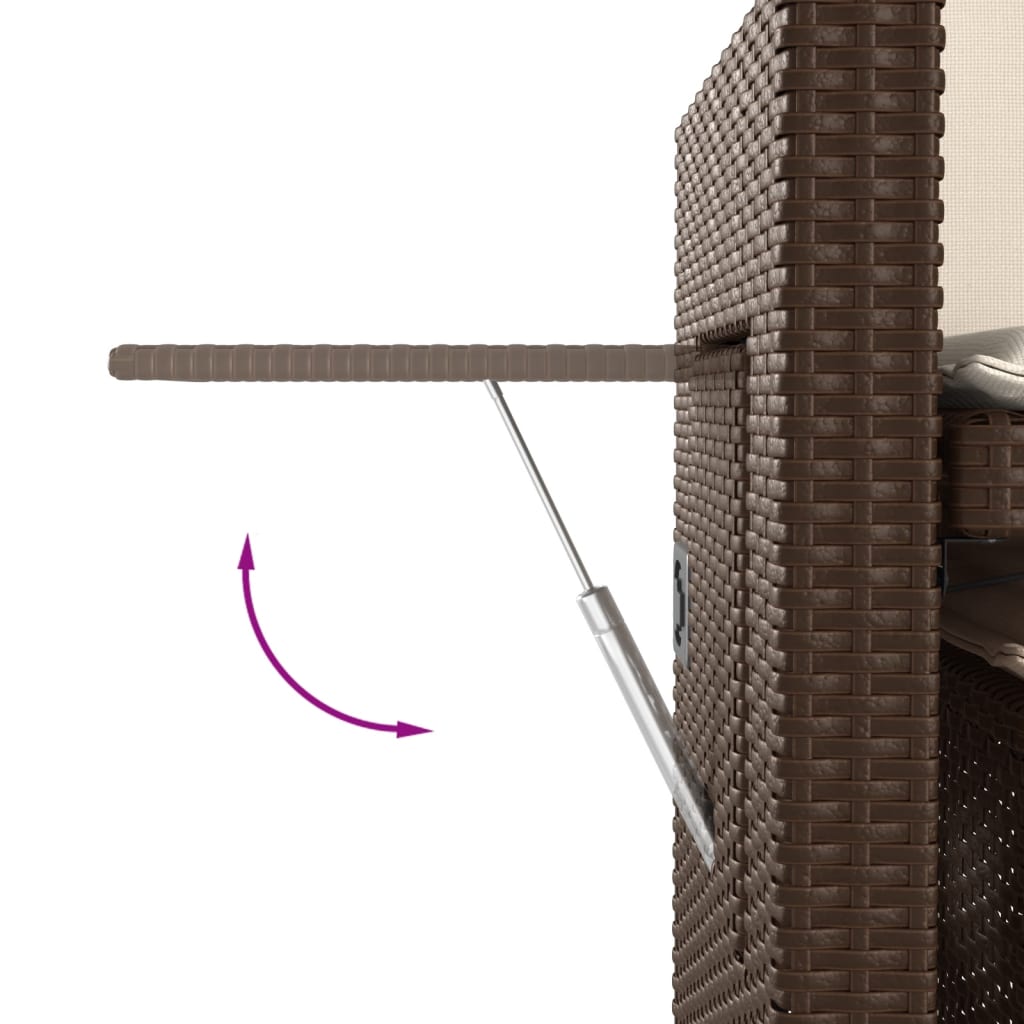 Tuinbankje verstelbaar met kussens poly rattan bruin is nu te koop bij PeponiXL, paradijselijk wonen!