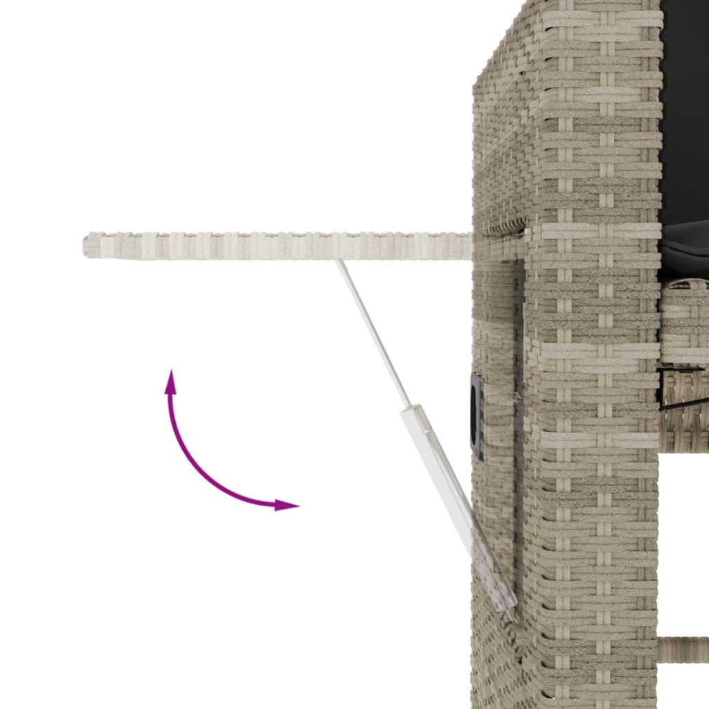 Tuinbankje verstelbaar met kussens poly rattan lichtgrijs is nu te koop bij PeponiXL, paradijselijk wonen!