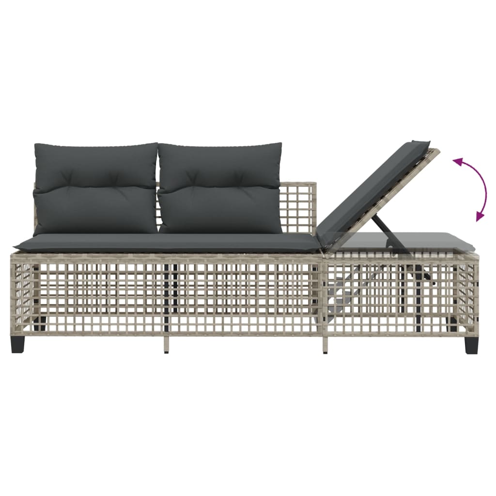 3-delige Loungeset met kussens poly rattan lichtgrijs is nu te koop bij PeponiXL, paradijselijk wonen!