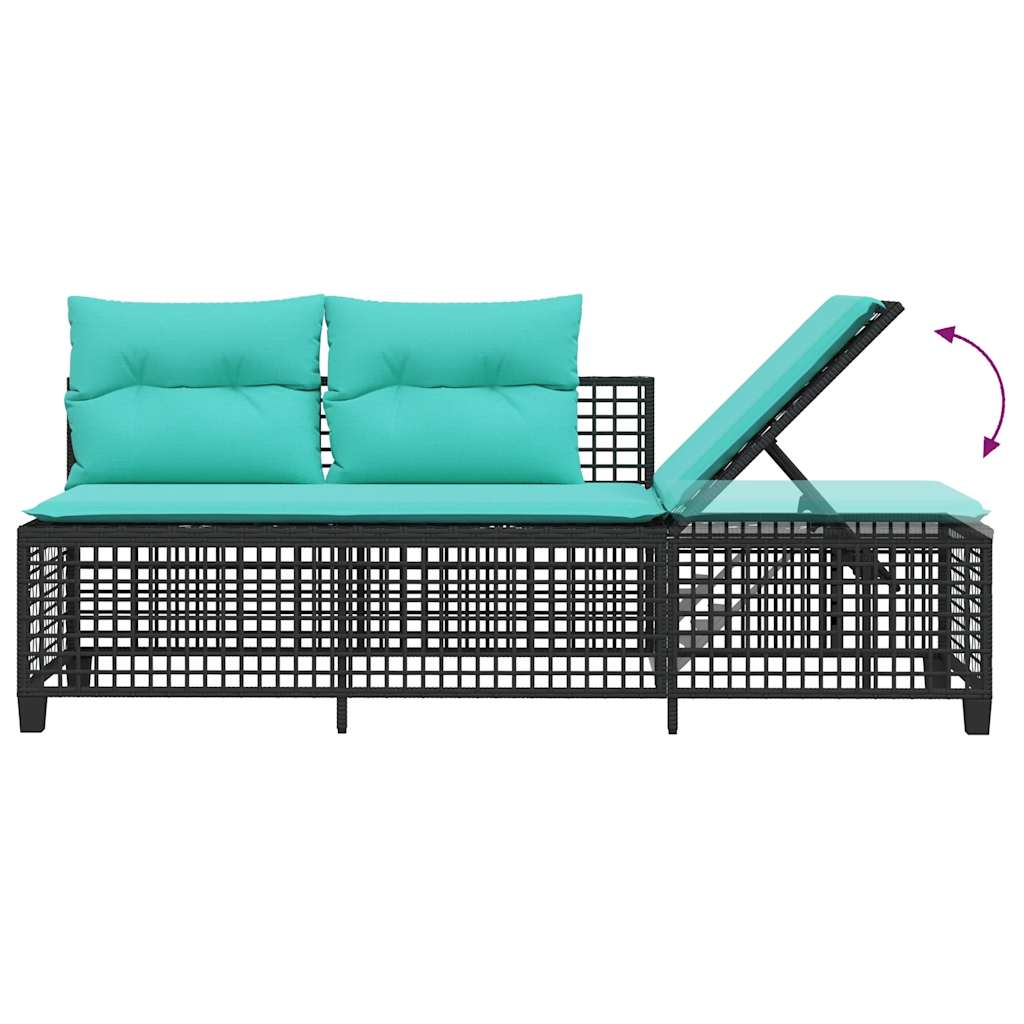 3-delige hoektuinbankset met kussens, zwart polyrotan is nu te koop bij PeponiXL, paradijselijk wonen!