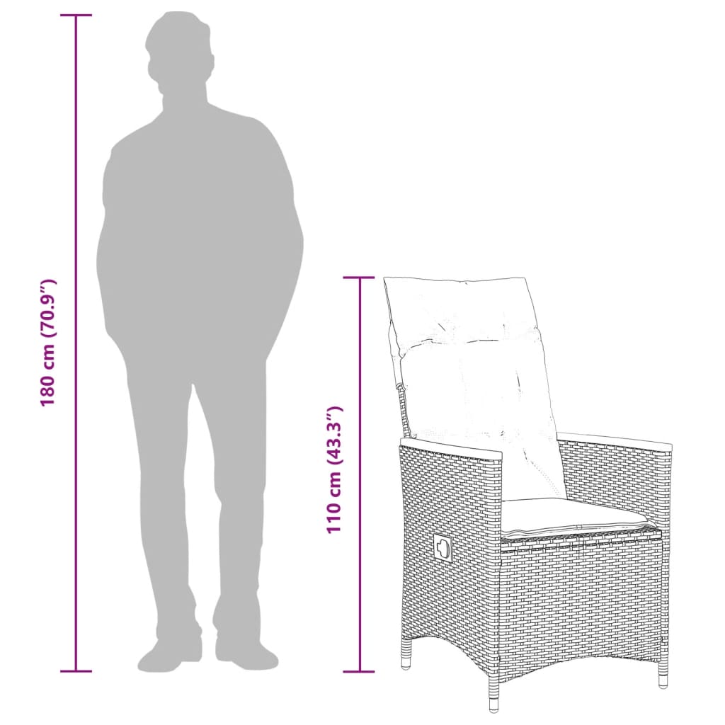 3-delige Bistroset met kussens poly rattan grijs is nu te koop bij PeponiXL, paradijselijk wonen!