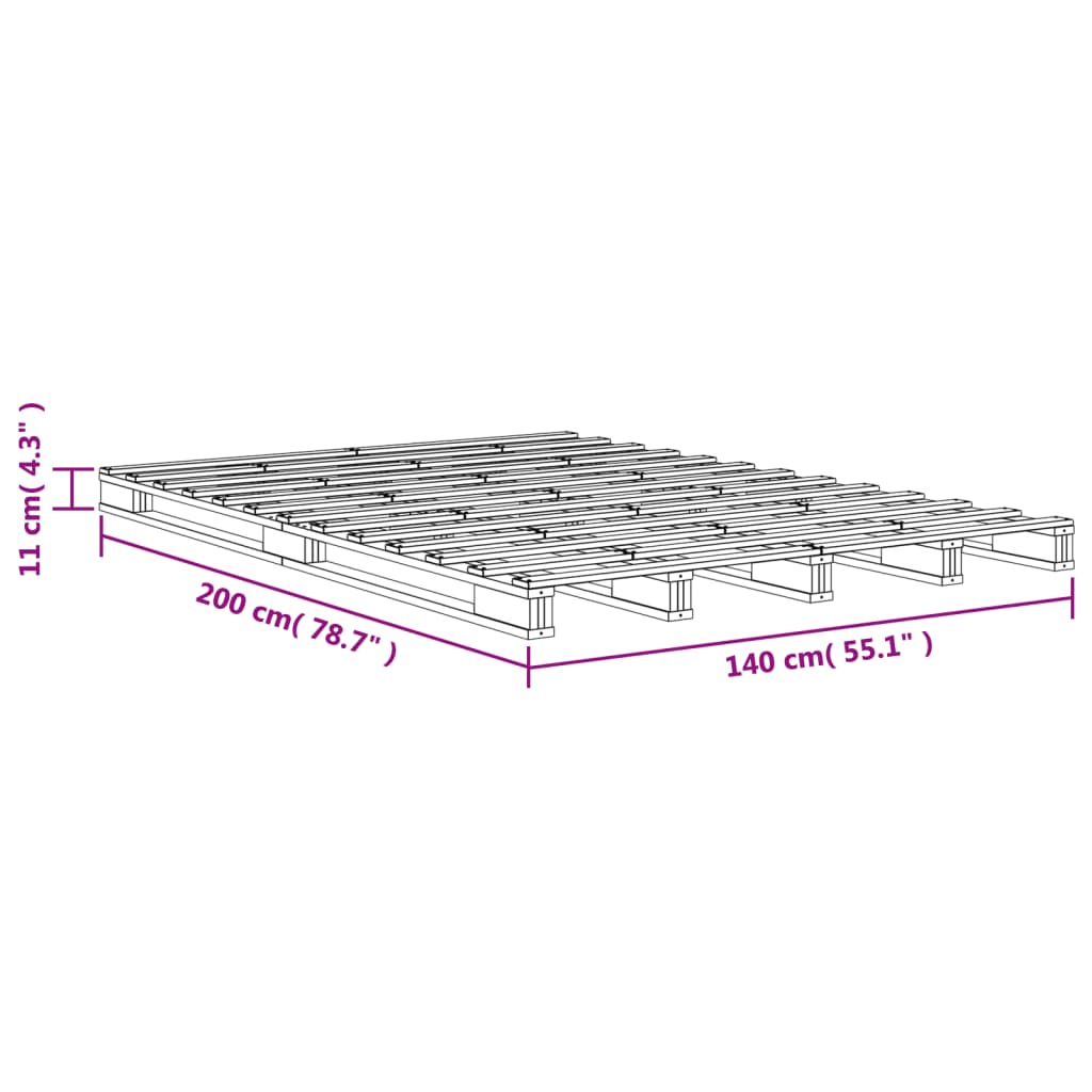 Palletbed massief grenenhout wasbruin 140x200 cm is nu te koop bij PeponiXL, paradijselijk wonen!