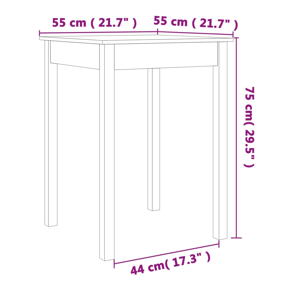 Wandtafel 55x55x75 cm massief grenenhout wasbruin is nu te koop bij PeponiXL, paradijselijk wonen!