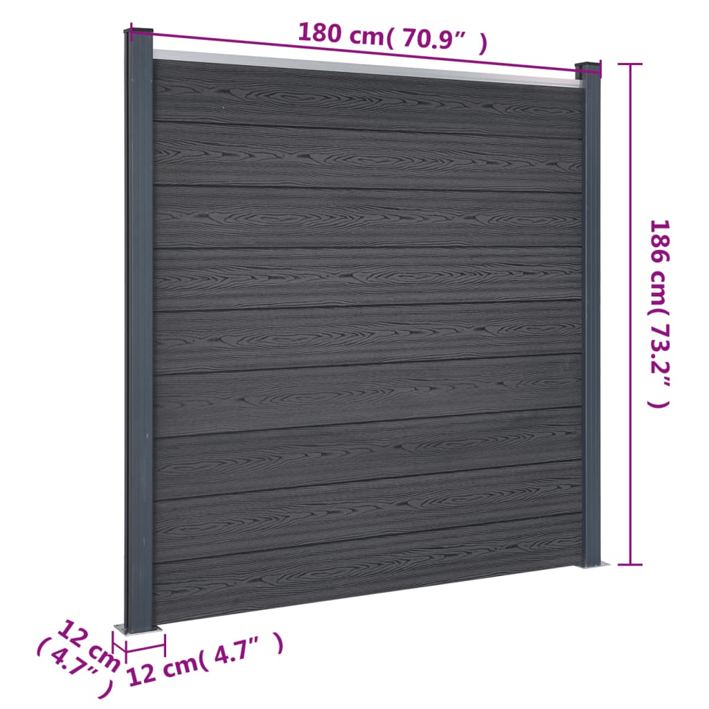 Schuttingpaneelset 180x186 cm HKC grijs is nu te koop bij PeponiXL, paradijselijk wonen!