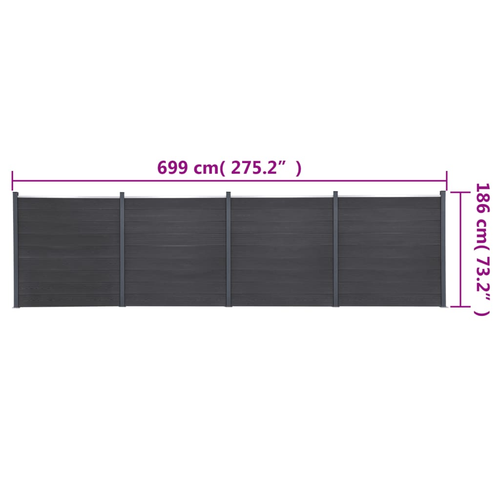 Schuttingpaneelset 699x186 cm HKC grijs is nu te koop bij PeponiXL, paradijselijk wonen!