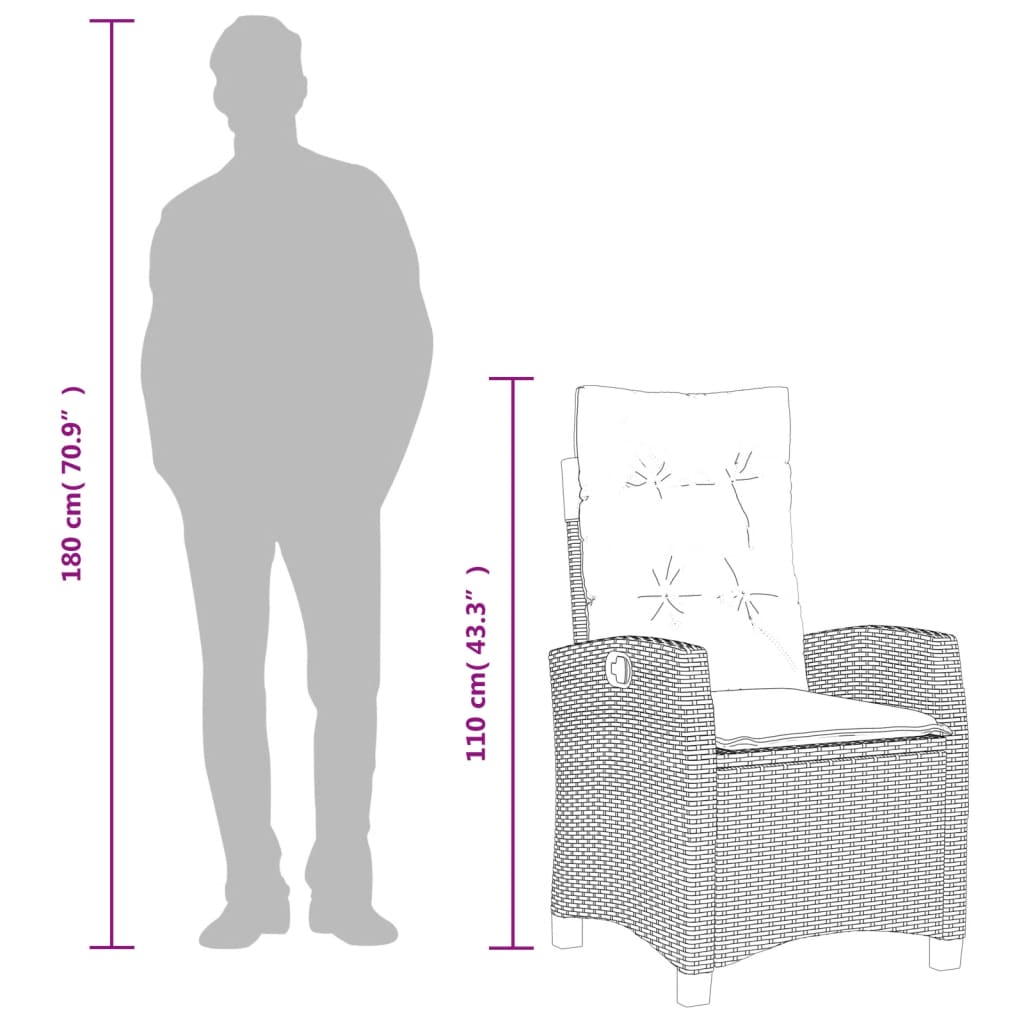 7-delige Tuinset met kussens poly rattan grijs is nu te koop bij PeponiXL, paradijselijk wonen!