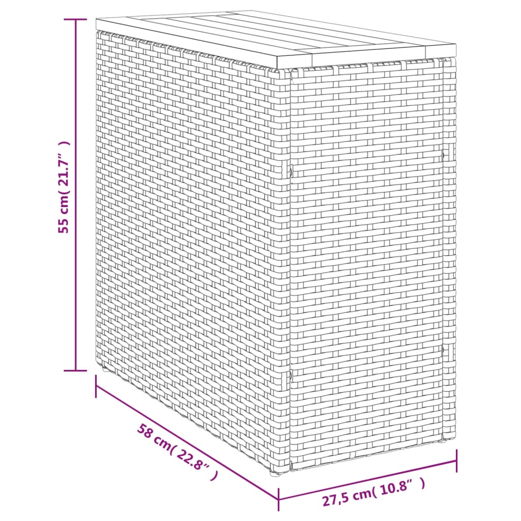 Tuinbijzettafel met houten blad 58x27,5x55 cm poly rattan beige is nu te koop bij PeponiXL, paradijselijk wonen!