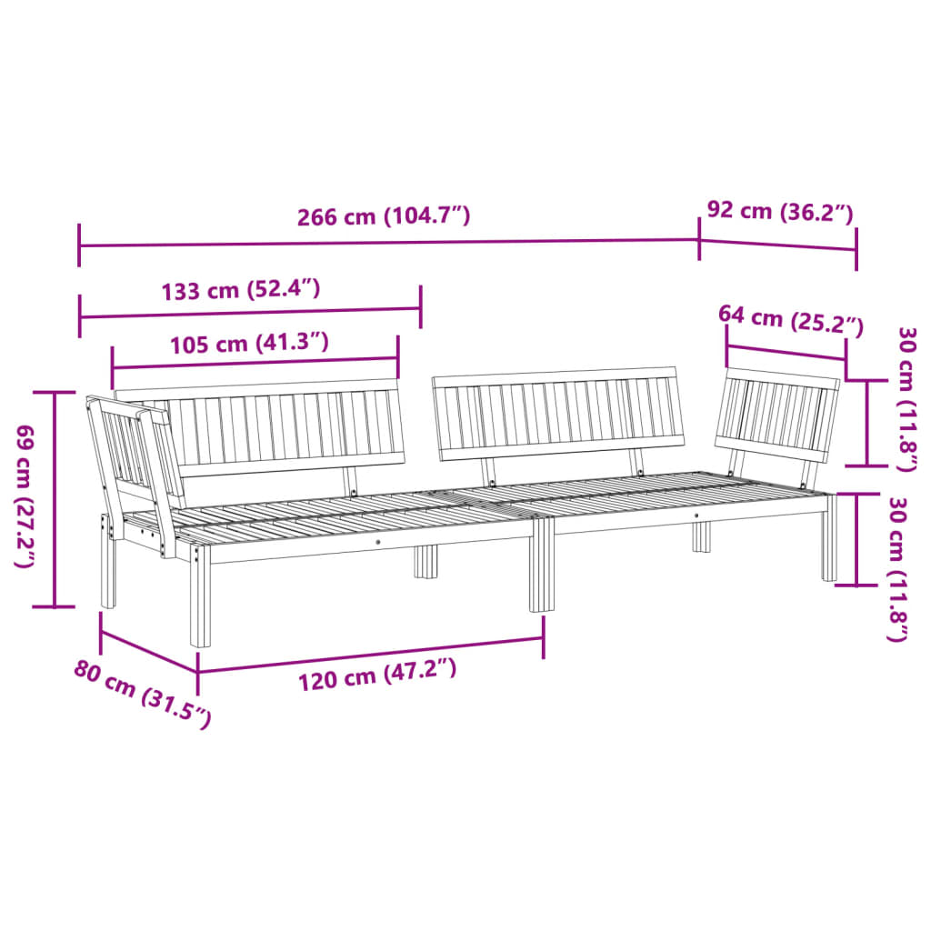 Tuinhoekbanken 2 st pallet massief acaciahout is nu te koop bij PeponiXL, paradijselijk wonen!