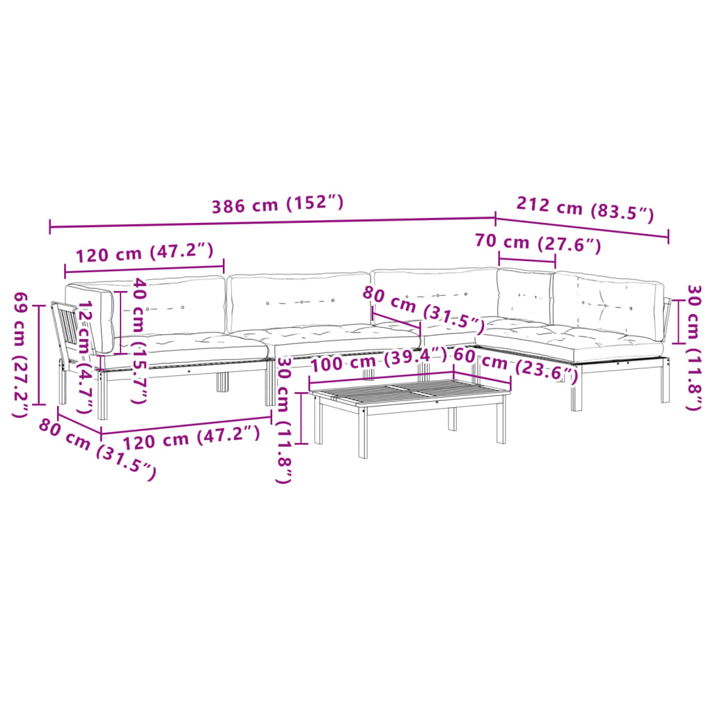 5-delige Loungeset pallet met kussens massief acaciahout is nu te koop bij PeponiXL, paradijselijk wonen!