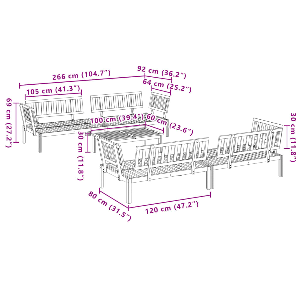 5-delige Loungeset pallet massief acaciahout is nu te koop bij PeponiXL, paradijselijk wonen!