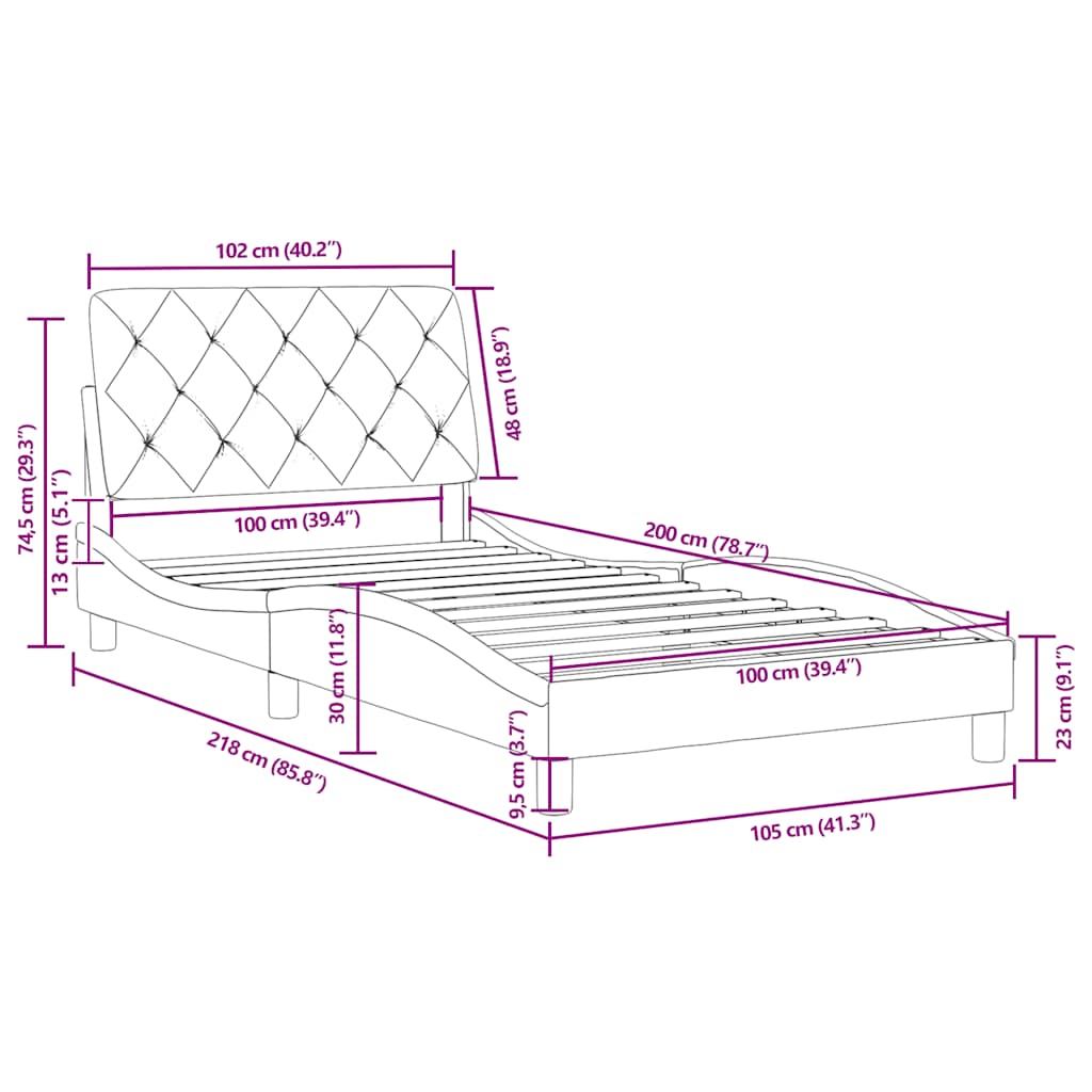 Bedframe zonder matras fluweel blauw 100x200 cm is nu te koop bij PeponiXL, paradijselijk wonen!