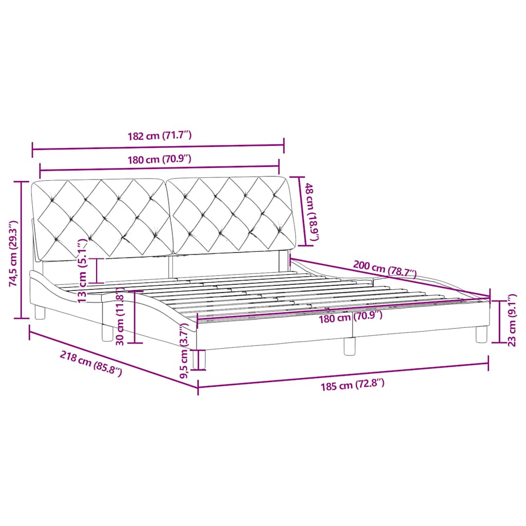 Bedframe zonder matras 180x200 cm fluweel lichtgrijs is nu te koop bij PeponiXL, paradijselijk wonen!