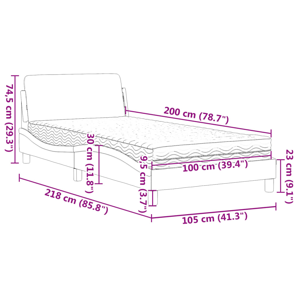 Bed met matras "Dover" fluweel roze 100x200 cm is nu te koop bij PeponiXL, paradijselijk wonen!