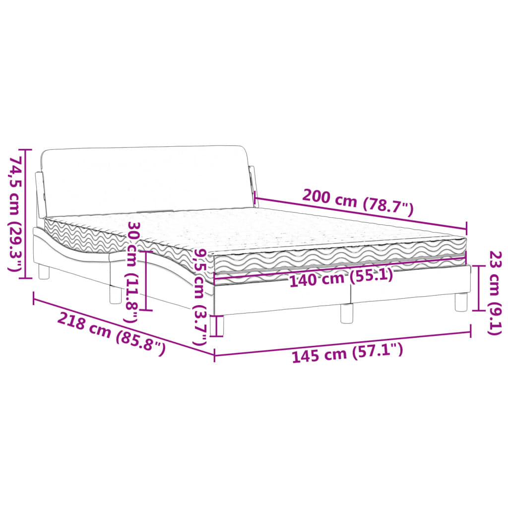 Bed met matras "Dover" fluweel donkergrijs 140x200 cm is nu te koop bij PeponiXL, paradijselijk wonen!