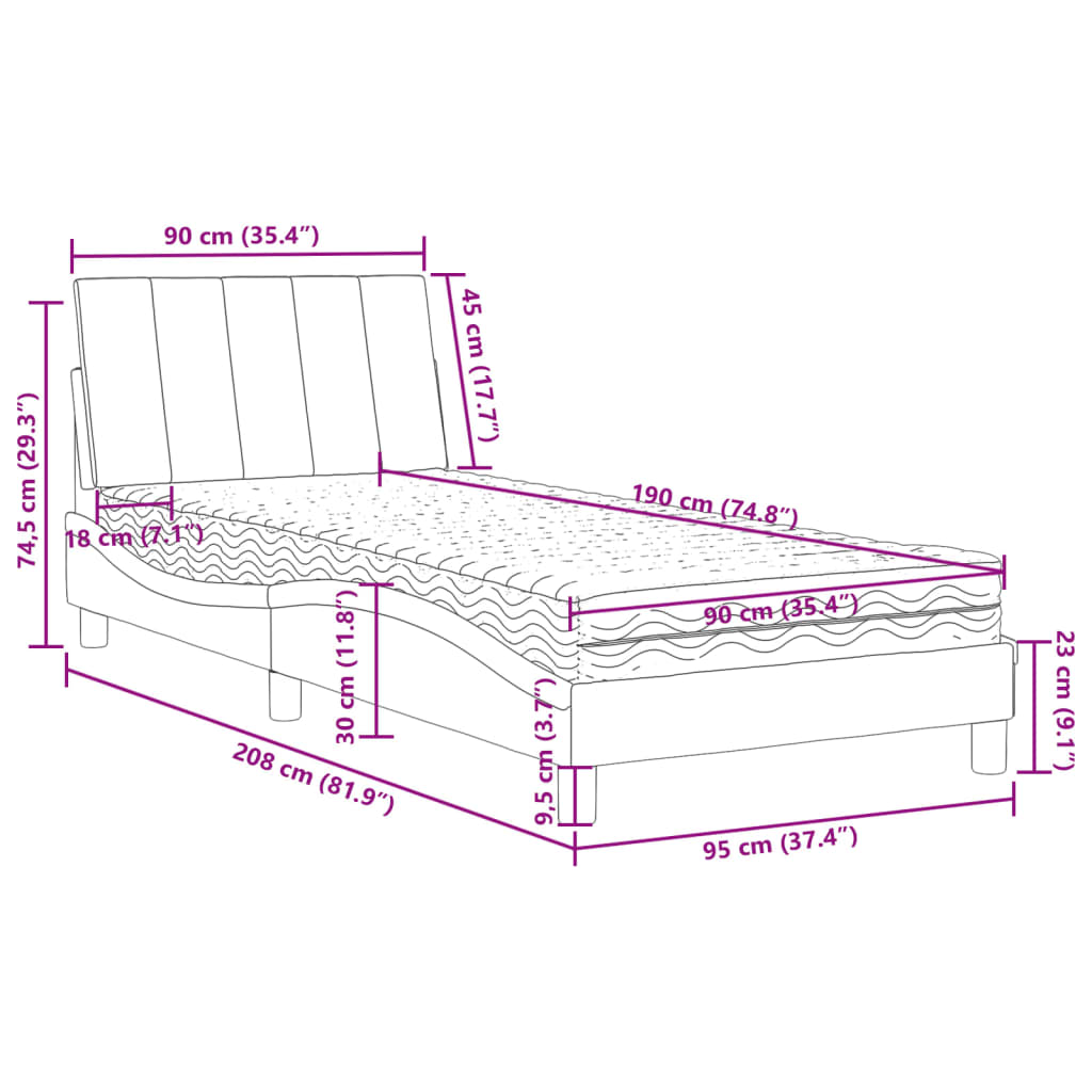 Bed met matras "Hanko" fluweel donkergroen 90x190 cm is nu te koop bij PeponiXL, paradijselijk wonen!