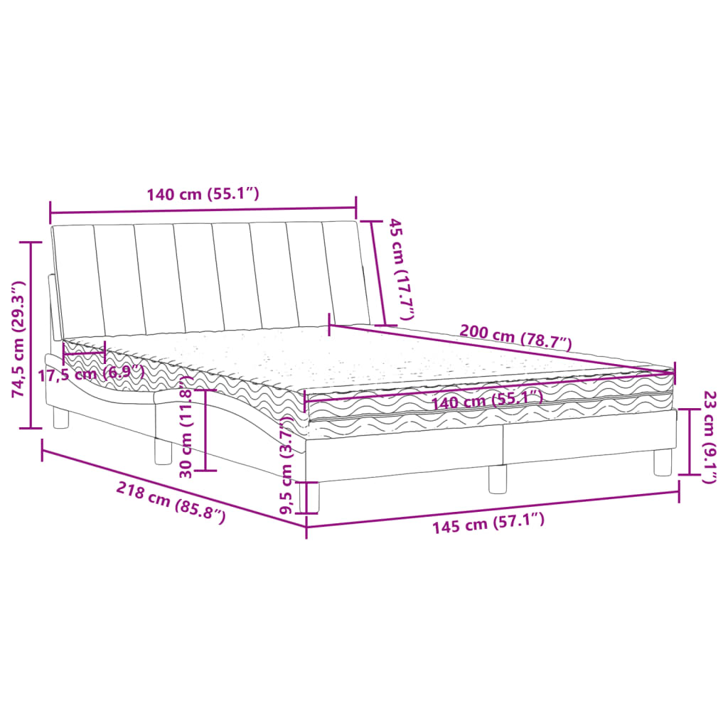 Bed met matras "Hanko" fluweel lichtgrijs 140x200 cm is nu te koop bij PeponiXL, paradijselijk wonen!