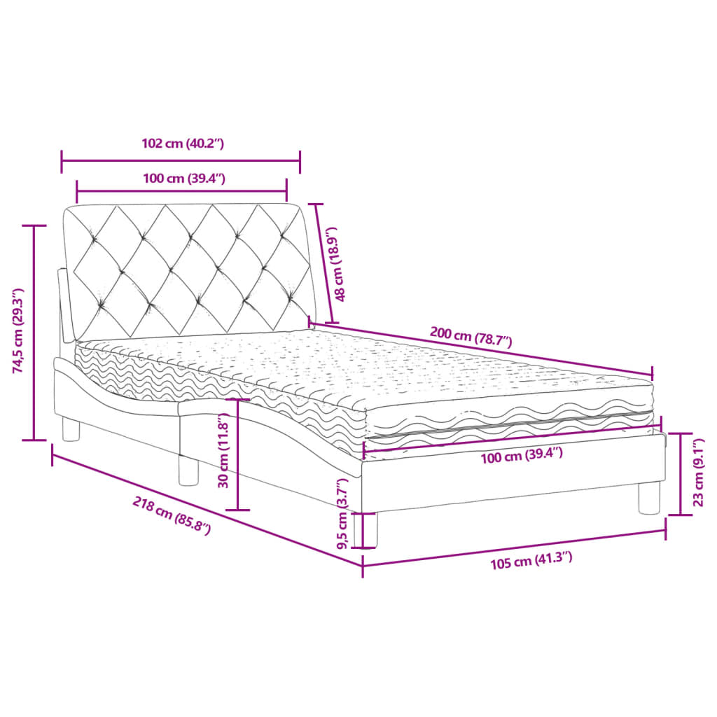 Bed met matras fluweel donkergrijs 100x200 cm is nu te koop bij PeponiXL, paradijselijk wonen!