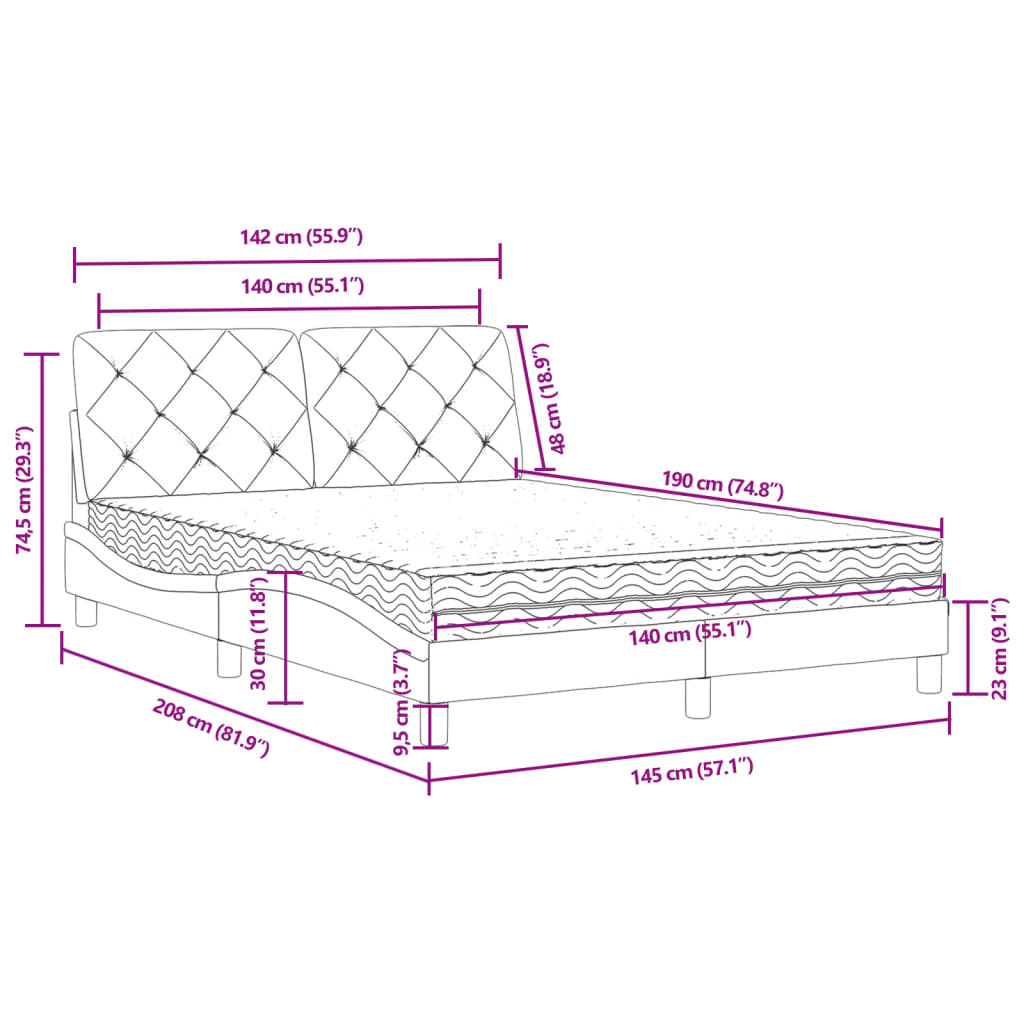 Bed met matras fluweel zwart 140x190 cm is nu te koop bij PeponiXL, paradijselijk wonen!