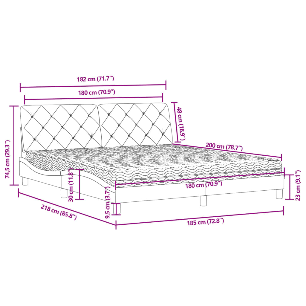 Bed met matras fluweel lichtgrijs 180x200 cm is nu te koop bij PeponiXL, paradijselijk wonen!