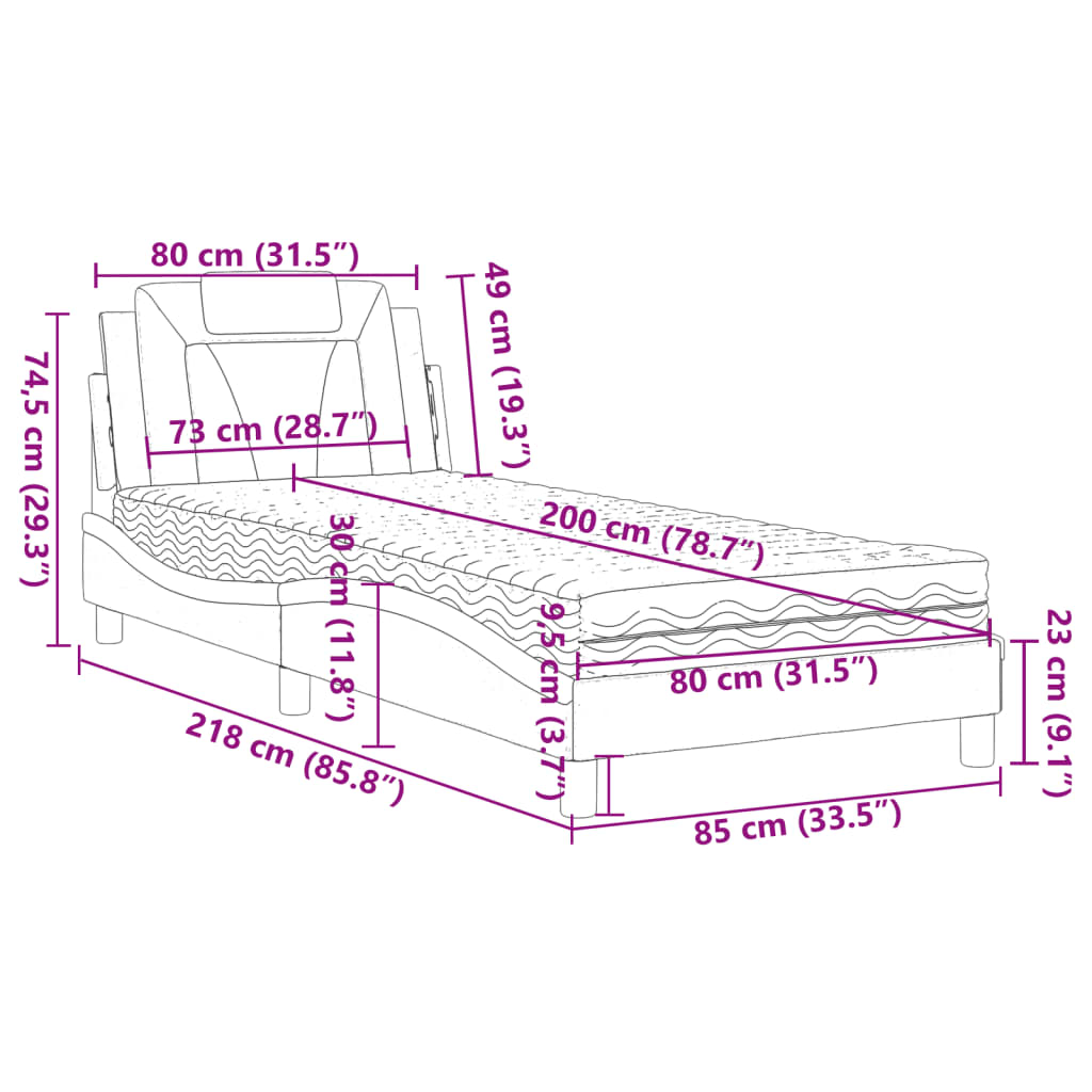 Bed "Viana" met matras kunstleer zwart 80x200 cm is nu te koop bij PeponiXL, paradijselijk wonen!