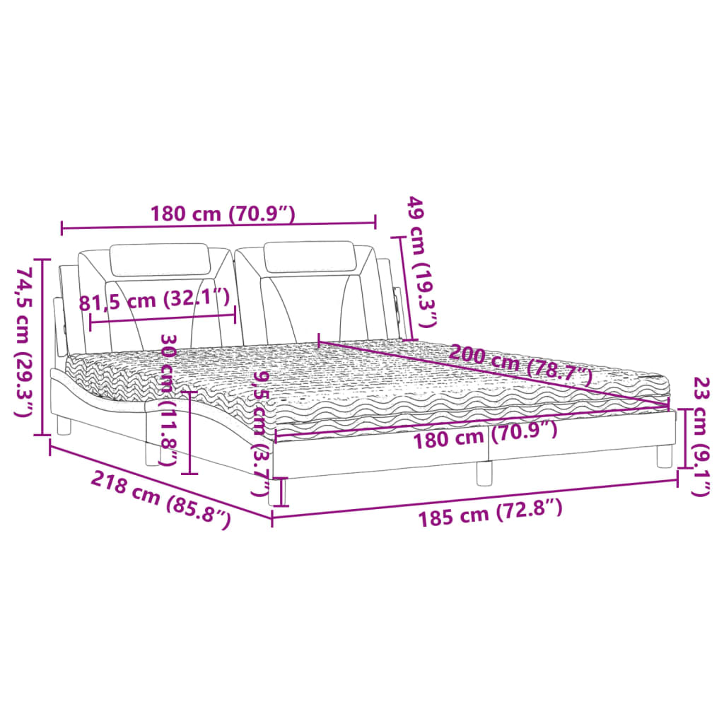 Bed "Viana" met matras kunstleer grijs 180x200 cm is nu te koop bij PeponiXL, paradijselijk wonen!