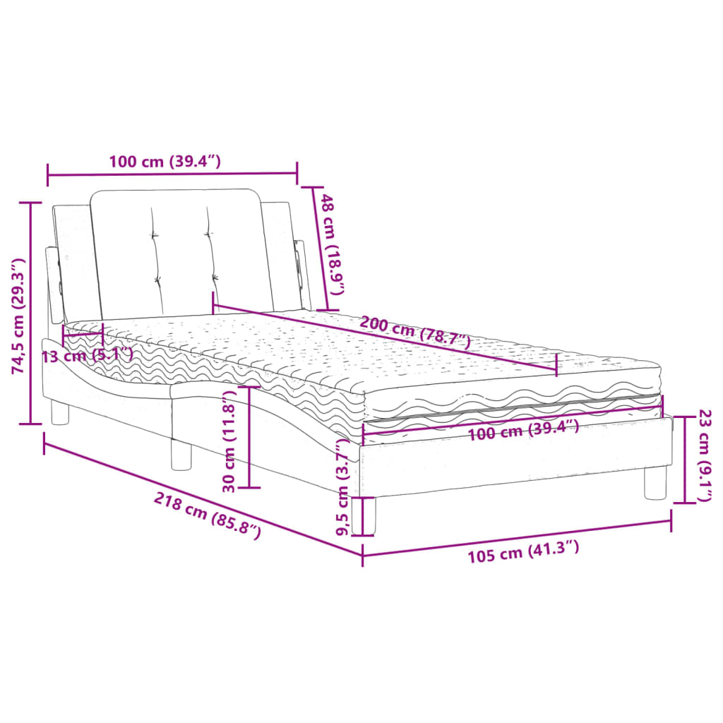 Bedframe zonder matras "Zadar" kunstleer wit 100x200 cm is nu te koop bij PeponiXL, paradijselijk wonen!