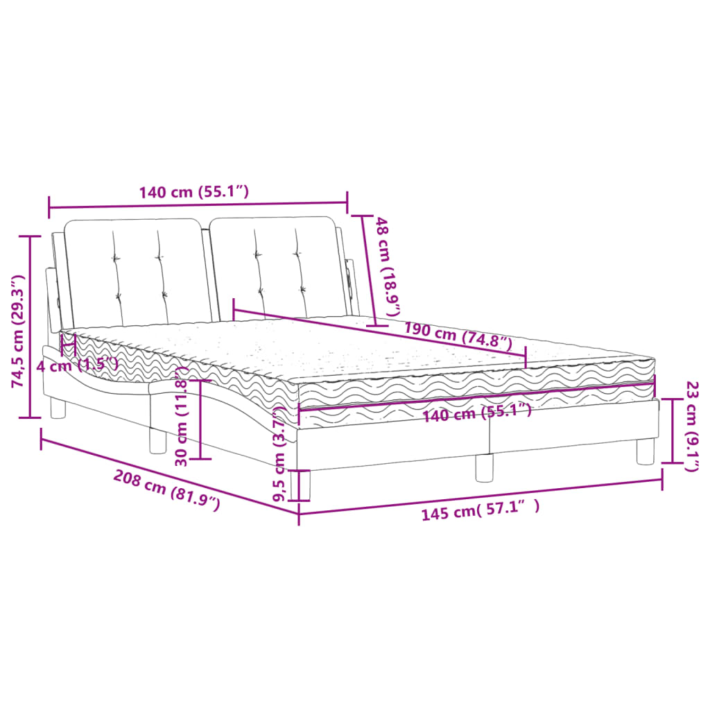Bedframe zonder matras "Zadar" kunstleer zwart 140x190 cm is nu te koop bij PeponiXL, paradijselijk wonen!
