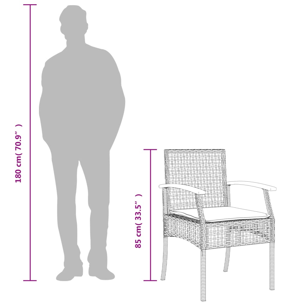 3-delige Tuinset met kussens poly rattan grijs is nu te koop bij PeponiXL, paradijselijk wonen!
