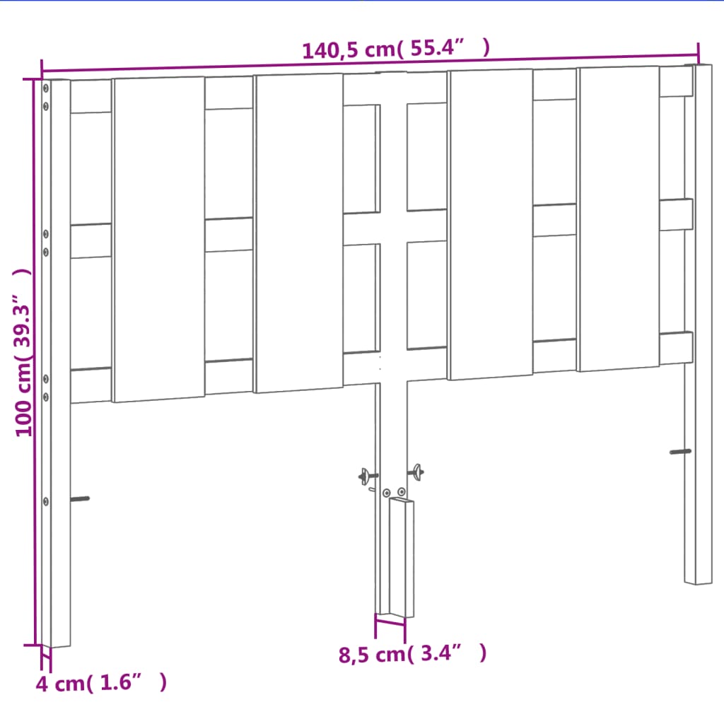 Hoofdbord 135 cm massief grenenhout wasbruin is nu te koop bij PeponiXL, paradijselijk wonen!