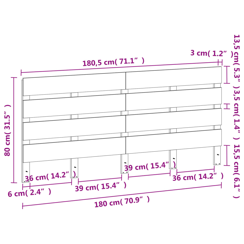 Hoofdbord 135 cm massief grenenhout wasbruin is nu te koop bij PeponiXL, paradijselijk wonen!