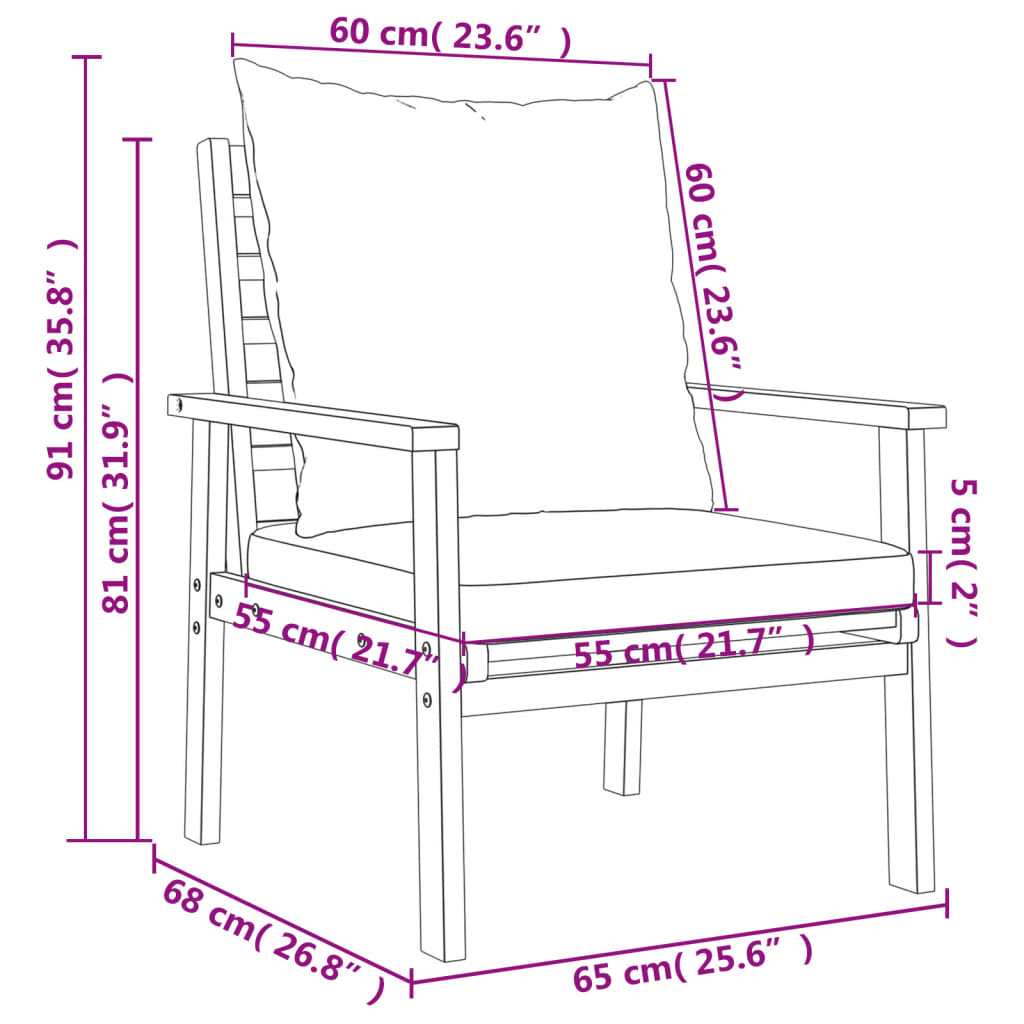 5-delige Loungeset met kussens massief acaciahout is nu te koop bij PeponiXL, paradijselijk wonen!
