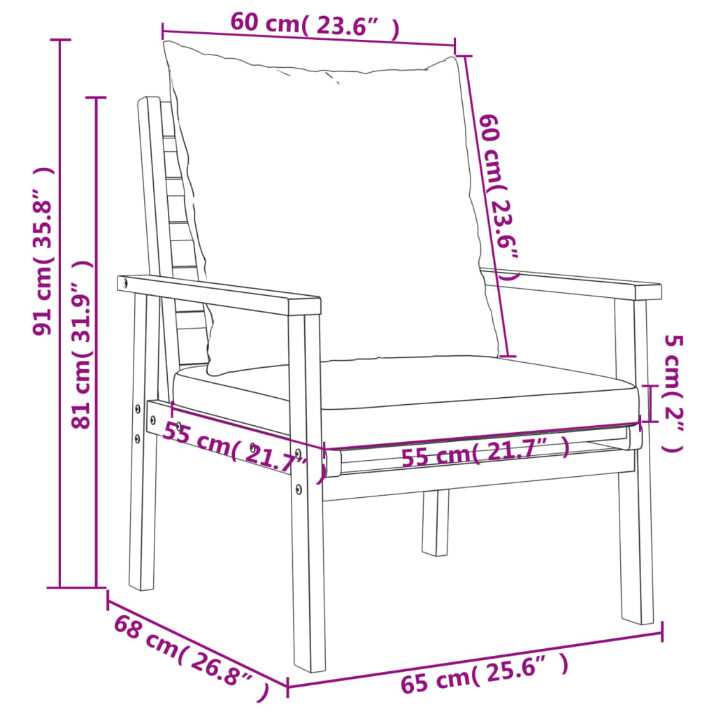 3-delige Loungeset met kussens massief acaciahout is nu te koop bij PeponiXL, paradijselijk wonen!